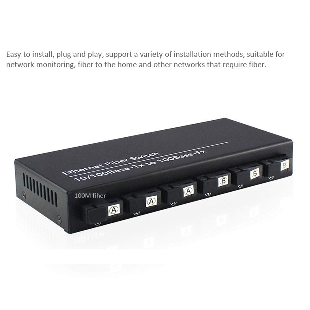 Commutateur Fast Ethernet 10 / 100M Convertir 20KM Convertisseur de MéDia à Fibre Optique en Mode Unique 2XRJ45 et 6XSC 3A3B-EU Plug