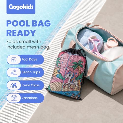 Image of Gogokids Kids Swim Cover Up, Lightweight Microfiber Changing Poncho with Carry Bag, Beach Pool Coverup for Boys Girls