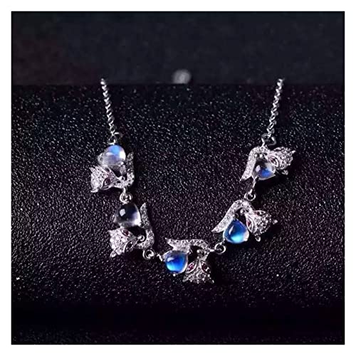 Cadeau bijoux fille avec pierre de lune bleu clair en argent 925