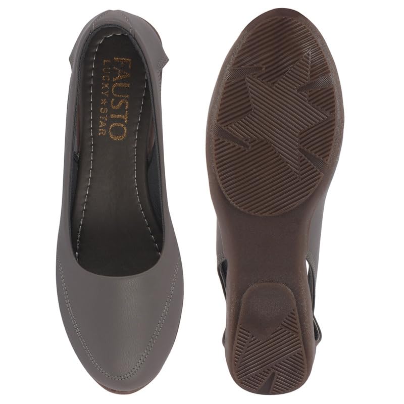 Image of FAUSTO Women Stylish Backless Casual Ballets | Low Heel Cut-Out Slip-On Ballerinas | Comfortable Walking Flats Sandals | Memory Cusion Insole