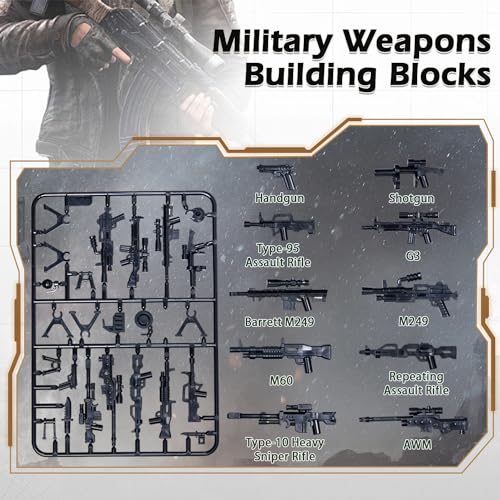 Image of Weapon Pack Military Accessories Kits Toys, 90+ Pieces Army Battle Gun Toys, Parts Compatible with Mini Figure Brick, Suitable for Ages 6+