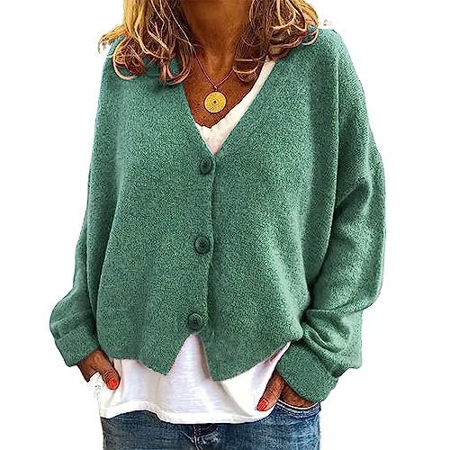Image of ebossy Women's Vintage Preppy Cable Knit Cardigan Sweather Casual Plain Artistic Aesthetic Oversized Crop Jacket Top