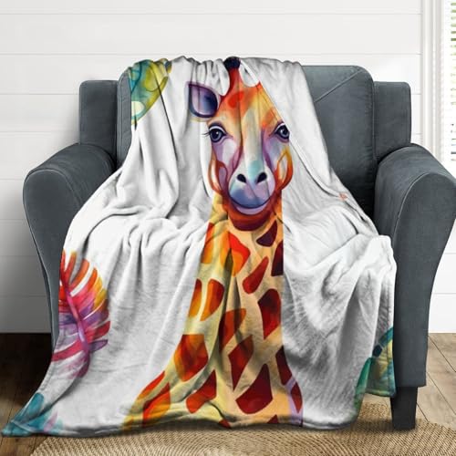 Couverture flanelle douillette imprimée girafe plaid lit - 5