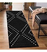 LIVEBOX Black Runner 2'x6' Boho Washable Rug for Hallway, Moroccan Woven Entryway Throw Area Rug ...