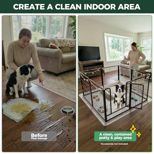 Image of FXW Rollick Unleashed Dog Playpen for Indoor, Yard, RV Camping, 32 inch 8 Panels Dog Pen with Washable Pee Pad for Small and Medium Dogs, Black│Patented