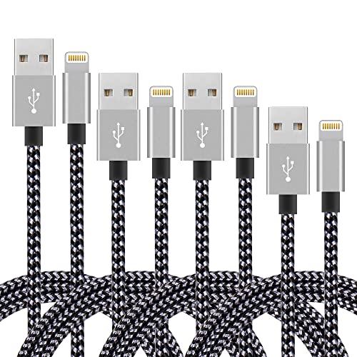 Image of iPhone Charger 4Pack(3ft 6ft 6ft 10ft) MFi Certified Lightning Cable Nylon Braided Fast Charging iPhone Charger Cord Compatible iPhone 14 13 12 11 Pro Max XR XS X 8 7 6 Plus SE and More
