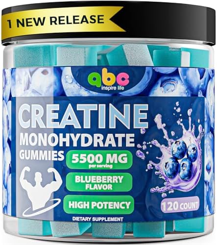 99.99% Creatine Monohydrate Gummies 5500... 3 99.99% Creatine Monohydrate Gummies 5500mg for Men 5X Energy 120 Count Chewable Creatine Monohydrate Gummies for Muscle Support,Energy Boost Preworkout Gummy Supplement & Recovery Blueberry Flavored