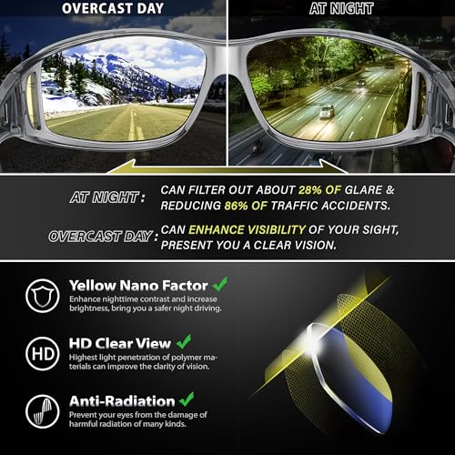 Image of URUMQI Night Vision Driving Glasses Fit Over Eyeglasses for Men Women