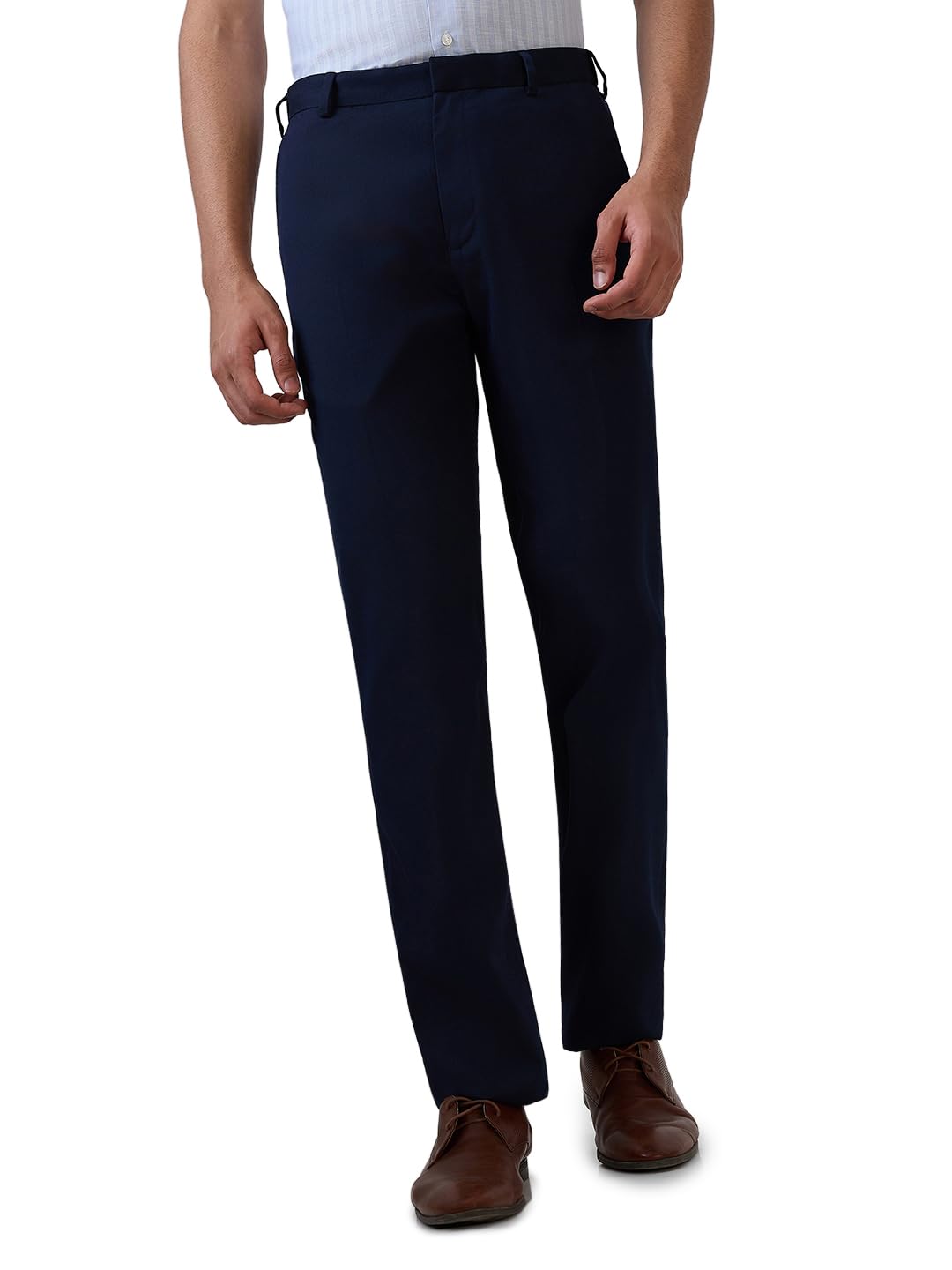 raymond Men Contemporary Fit Structure Pattern Polyester Blend Flat Front Formal Trouser (Size: 32)-RMTF05628-B8 Blue-picture-22