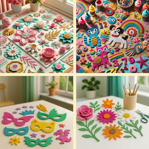 m-office Moosgummi Platten mit Glitzer 40x60cm, Bunte EVA Foam Bastelplatten für Kinder, DIY, Schule, Deko & Kunstprojekte… – Ansicht 5