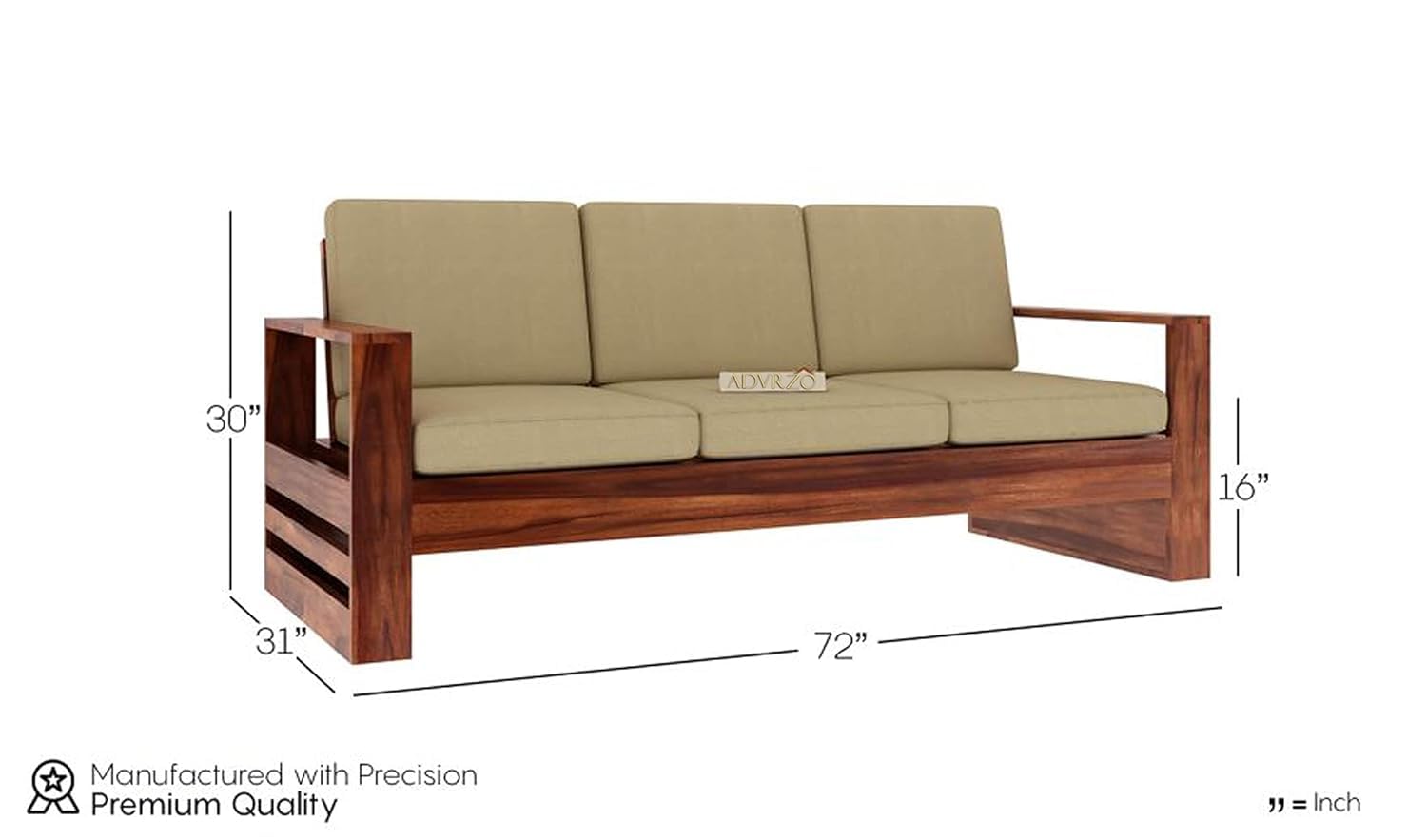 Streema art 5 Seater Sheesham Sofa Set for Living Room (3+1+1) Teak Finish | Wooden Sofa Sets for Home (Natural) 4