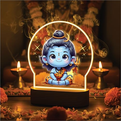 Image of Giftplease Divine Baby Shiva LED Desk Lamp - Warm Glow Spiritual Night Light - Cute Bal Shiva Table Decor for Pooja Room, Meditation Space, & Kids' Bedroom - Religious Gift & Home Accent GL 13