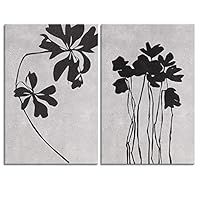 2 Panel Canvas Wall Art Black and White Flowers Canvas Prints Home Artwork Decoration for Living Room,Bedroom - 16