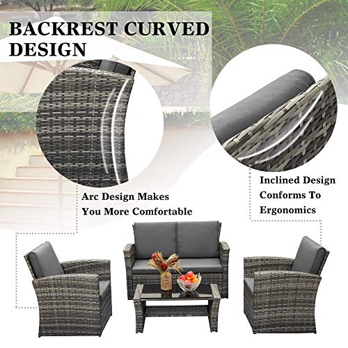 LayinSun-4-Piece-Outdoor-Patio-Furniture-Sets-Wicker-Conversation-Sets-Rattan-Sofa-Chair-with-Cushion-for-Backyard-Lawn-Garden-Grey LayinSun-4-Piece-Outdoor-Patio-Furniture-Sets-Wicker-Conversation-Sets-Rattan-Sofa-Chair-with-Cushion-for-Backyard-Lawn-Garden-Grey