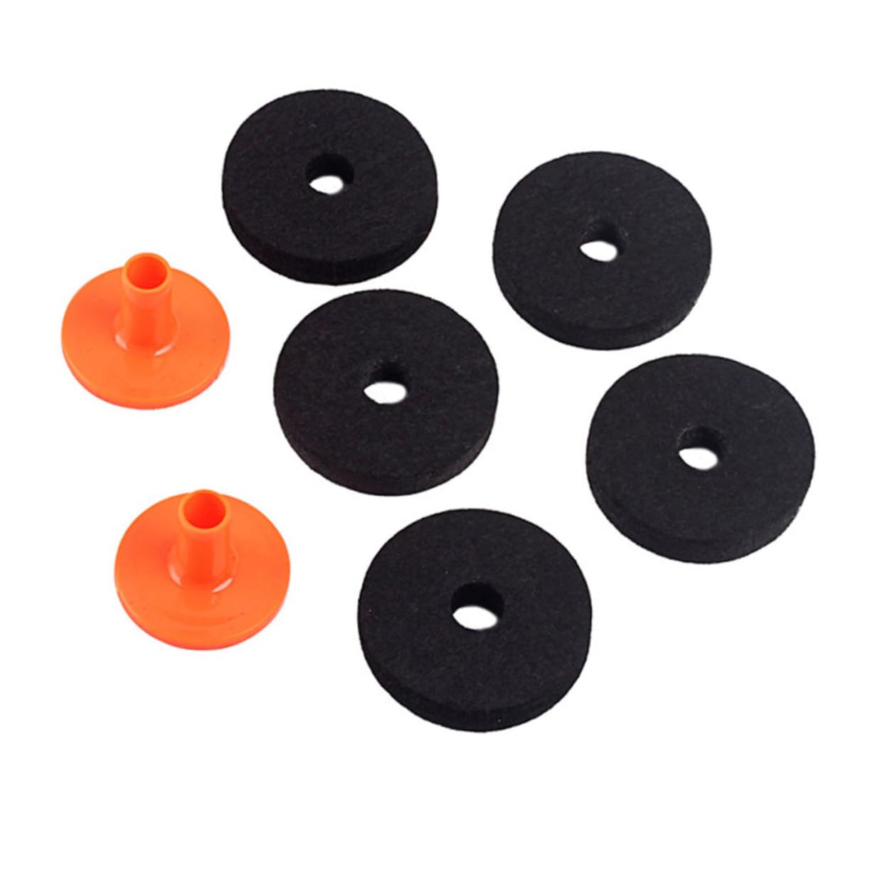 ULDIGI 7pc 50mm Hi-hat Clutch Felt Sleeves Set Cymbal Stand Protection Plastic Material Black Orange