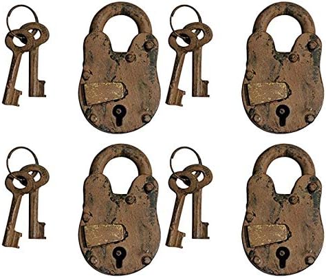 Adonai Hardware Jehonathan Handmade Antique Iron Padlock (45mm, Rust Living Finish)- Supplied as 4 Pieces per Pack