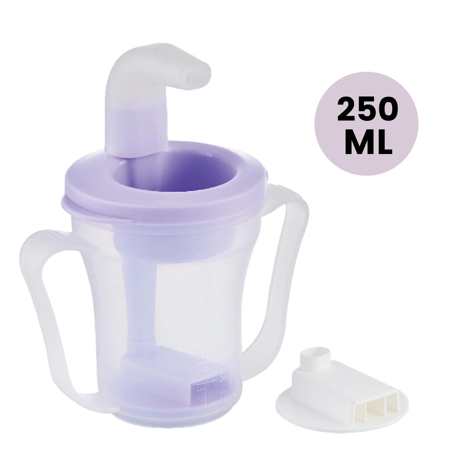 Vaso para sorber para adultos para personas mayores, vasos de plástico antiasfixia de 250 ml a prueba de derrames con tapas y pajitas, vaso para disfagia con asas dobles para adultos, hospitales