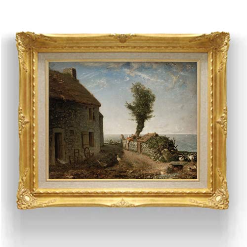 Amazon.co.jp: ミレー グリュシーの村はずれ F6 油絵直筆仕上げ｜ 絵画