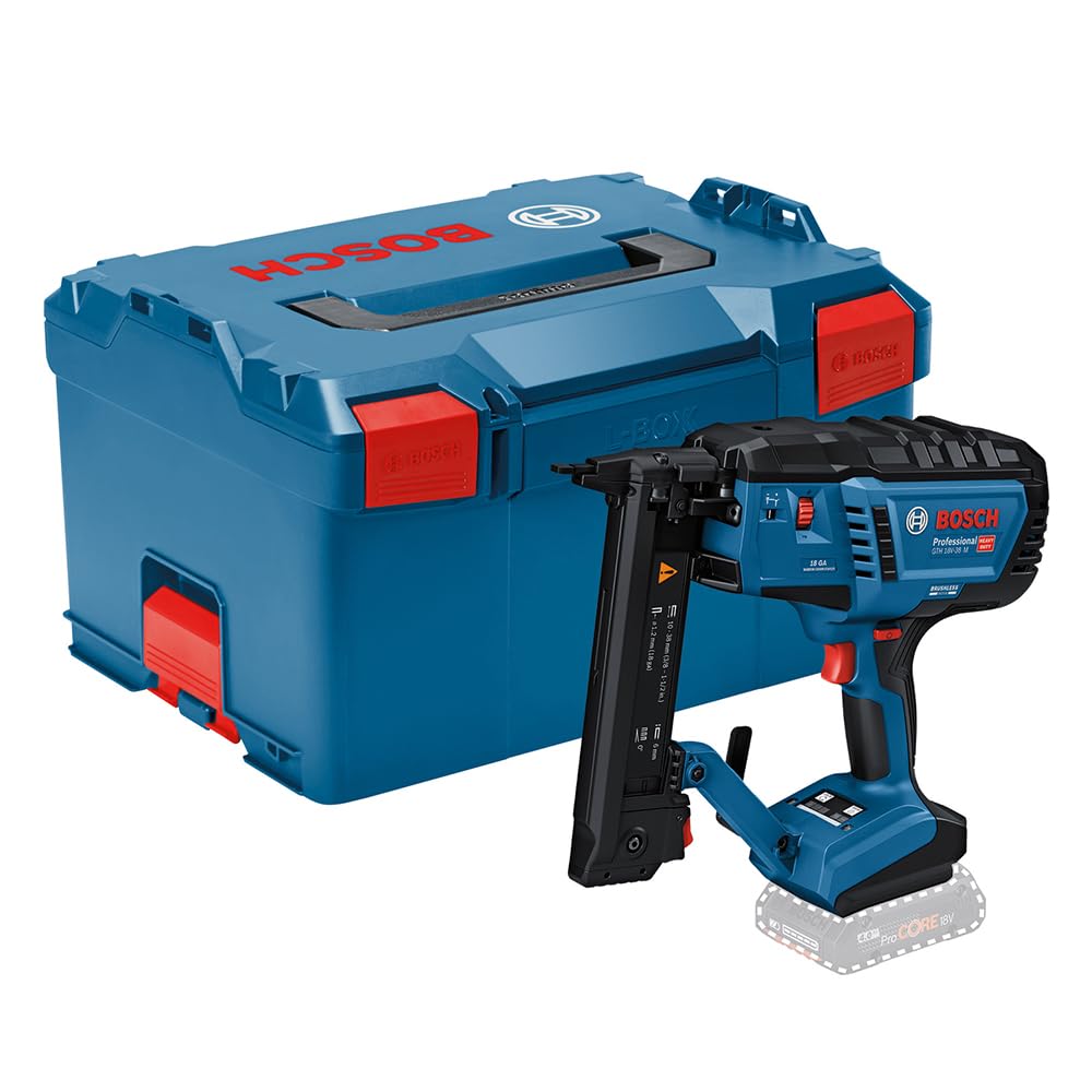 Bosch Professional 18V System Graffatrice per legno a batteria GTH 18V-38 M (motore brushless, modalità di attivazione singola e a contatto, incl. L-BOXX, senza batteria/caricabatteria)