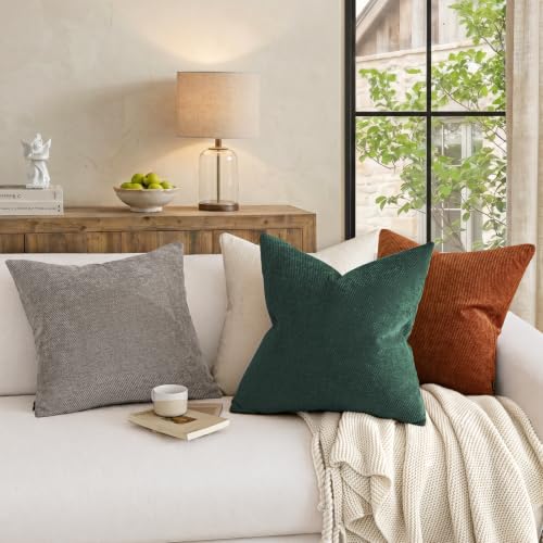 Image of Christmas Twill Chenille Throw Pillow Covers Pack of 2,20 inchx12 inch Dark Green