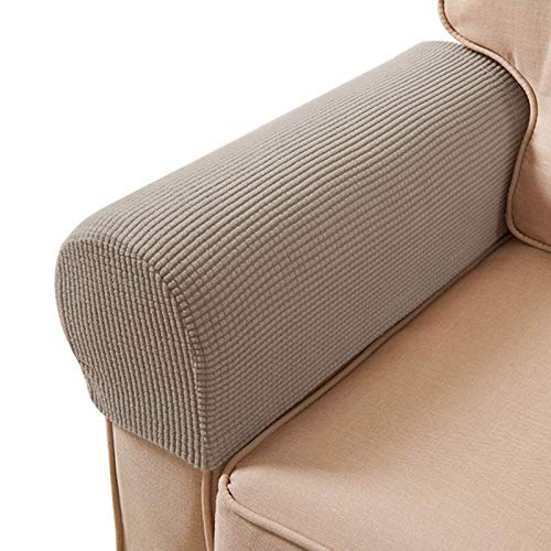 ESRISE Armrest Chair Covers Stretch Armchair Couch Arm Rest Cover Anti-Slip Spandex Polyester Sofa Chair Arm Caps Slipcovers for Furniture Protector Set of 2 (Sand)