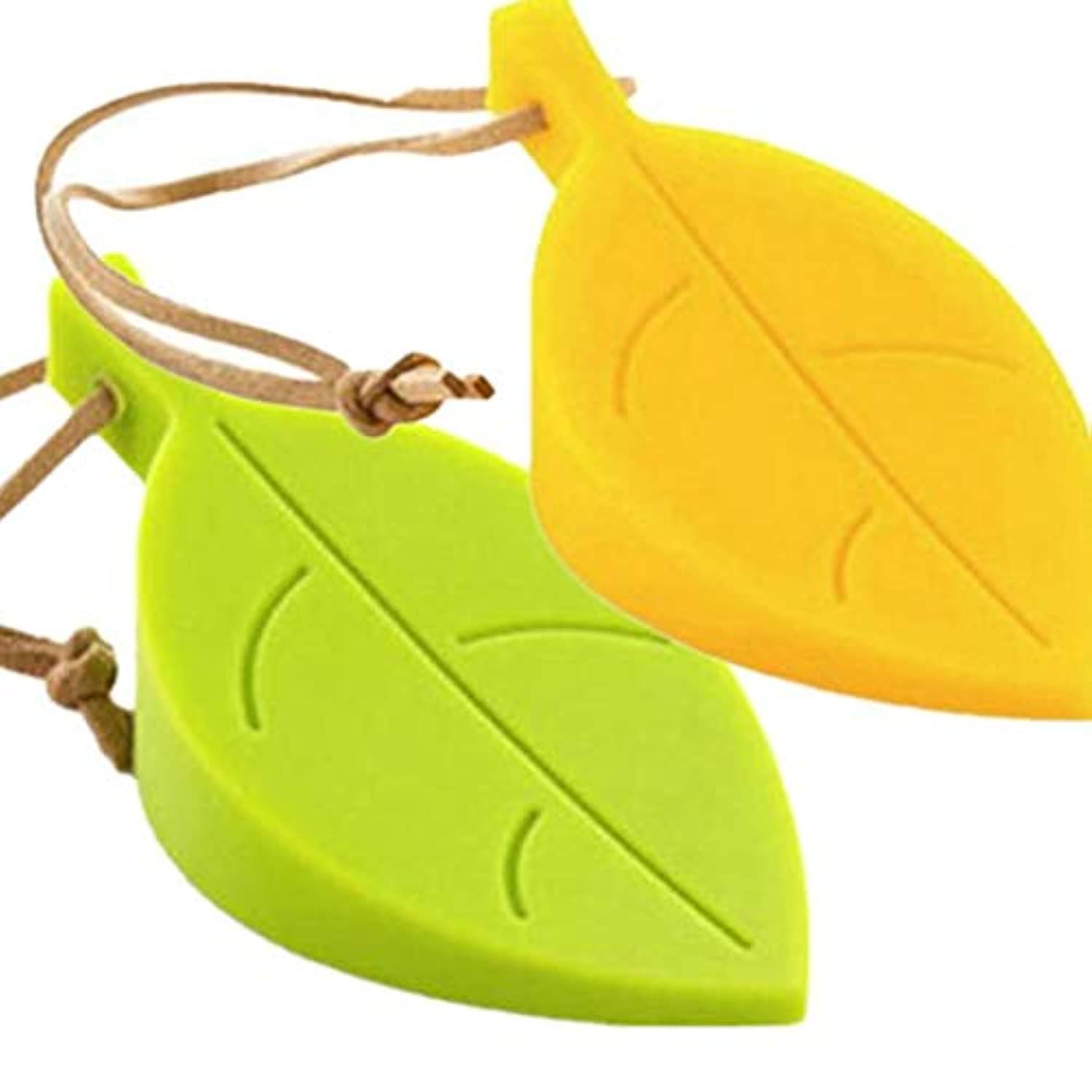 Silicone Door Stopper Wedge Finger Protector, 2 Pack Premium Cute Colorful Cartoon Leaf Style Flexible Silicone Window/Door Stops set with Lanyard for Home Garden Office