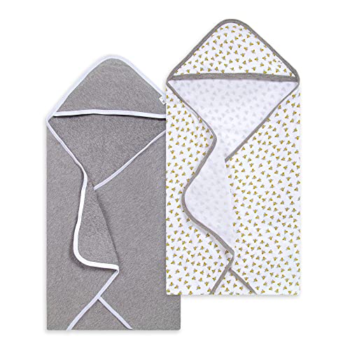 Image of Burt's Bees Baby - Hooded Towels, Absorbent Knit Terry, Super Soft Single Ply, 100% Organic Cotton