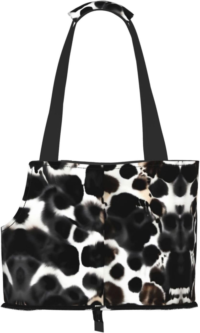 Borsa da viaggio per animali domestici con stampa in pelliccia di mucca per cani di piccola taglia e media