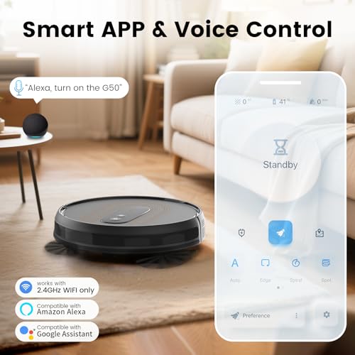 Image of AIRROBO 2800Pa Robot Vacuum, 600ml Dustbin, APP /Alexa Control, Super Thin,Quiet, Self-Charging,for Hard Floor,Carpet and Pet Hair