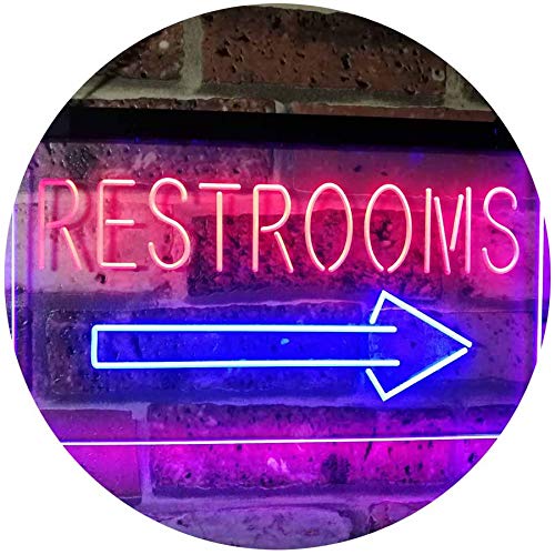 ADVPRO Restroom Arrow Point to Right Toilet Dual Color LED Neon Sign Blue & Red 16" x 12" st6s43-m2049-br