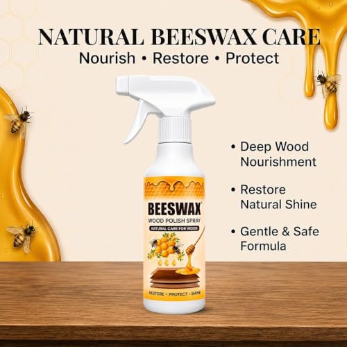 Image of Beeswax Furniture Polish Spray | Natural Wood Polish & Cleaner | Restores Shine & Protects Wooden Furniture, Tables, Chairs, Doors, Cabinets & Wood Surfaces (PACK OF 1)