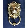Antique Cast Brass Lion Door Knocker With Strike