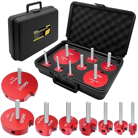 Erayco 8Pcs PVC Pipe Reamer Kit with 1/2 inch,3/4inch, 1inch, 1-1/4inch,1-1/2inch, 2inch, 3inch, 4inch Head Aluminum, PVC Fitting Saver, PVC Socket Saver, Fit for Standard 1/2" Drill Cover