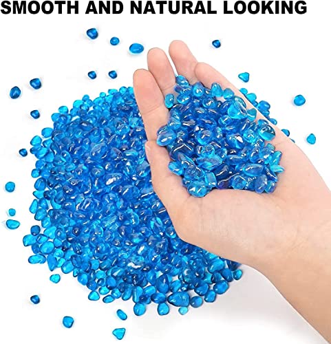 Image of Keedolla 2 lbs /900g Fish Tank Rocks Beads Aquarium, Clear Glass Pebbles Stones Gravel for Vases Fillers, Garden, Aquarium, Betta Fish Turtle Tank, Succulent Plants Decor - Sea Blue