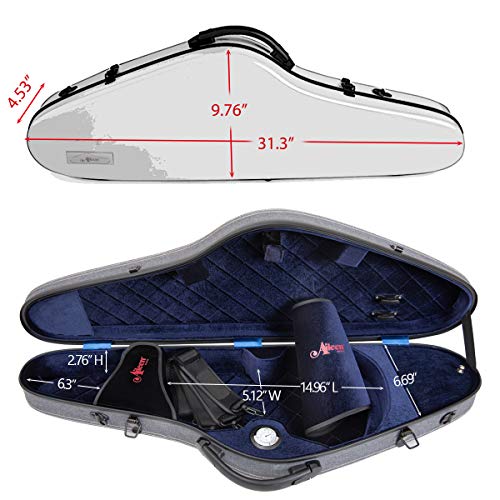 Aileen Violin Hard Case 4/4 Full Size Luxury with Hygrometer Suspension, Light Black