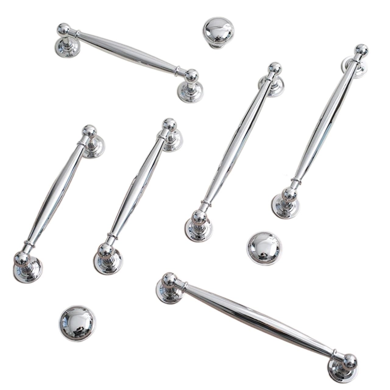 Gwyzax 160Mm Antique Cabinet Pulls Solid Brass Silver Drawer Pulls, Medieval Wardrobe Strip Handles 5-Pack