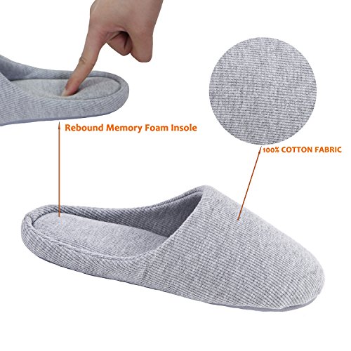 Image of ofoot Women's Non-Slip House Slippers - Lightweight Cotton Memory Foam Indoor Slip-On, Machine Washable & Foldable Travel Design for Home, Yoga, Narrow /Wide Fit Options