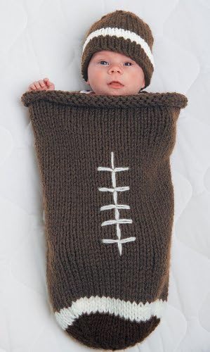 Mary Maxim Football Baby Bunting & Hat, Starlette Worsted Weight Yarn with Pattern, Newborn Size