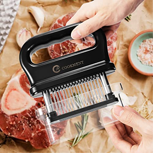 Image of JY COOKMENT Meat Tenderizer with 48 Stainless Steel Ultra Sharp Needle Blades, Kitchen Cooking Tool Best for Tenderizing, BBQ, Marinade
