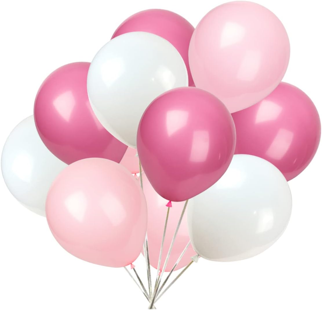 KADBANER White light pink rose red Balloons,100 Pack 12 Inch Latex Balloons
