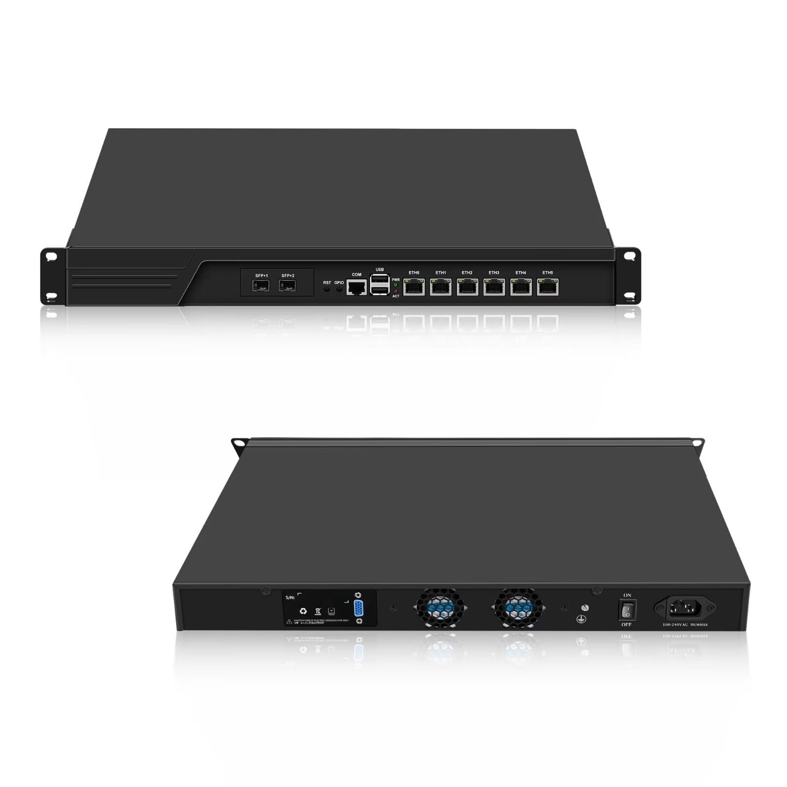 SJRC 1U Rackmount Firewall Appliance Core i7 3520M, 2 x SFP+ 10GbE Router PC Support OPNsense, 19 Inch Network Security Hardware with VGA, 6X LAN, COM, Barebone (NO RAM/SSD/System)