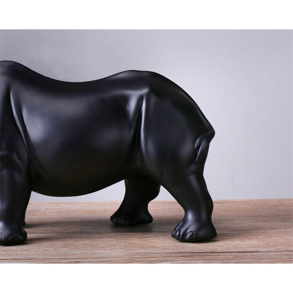 Prezenty Figurki Sztuka Statuetki Dekoracja Do wystroju domu, nowoczesna abstrakcyjna rzeźba czarnego nosorożca, ozdoby z żywicy, dekoracje domowe, rzemiosło zwierzęce