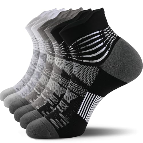 IRAMY Compression Ankle Support Socks Coolmax Wicking Cushioned Athletic Plantar Fasciitis Relief Men Women 2/3/4 Pairs