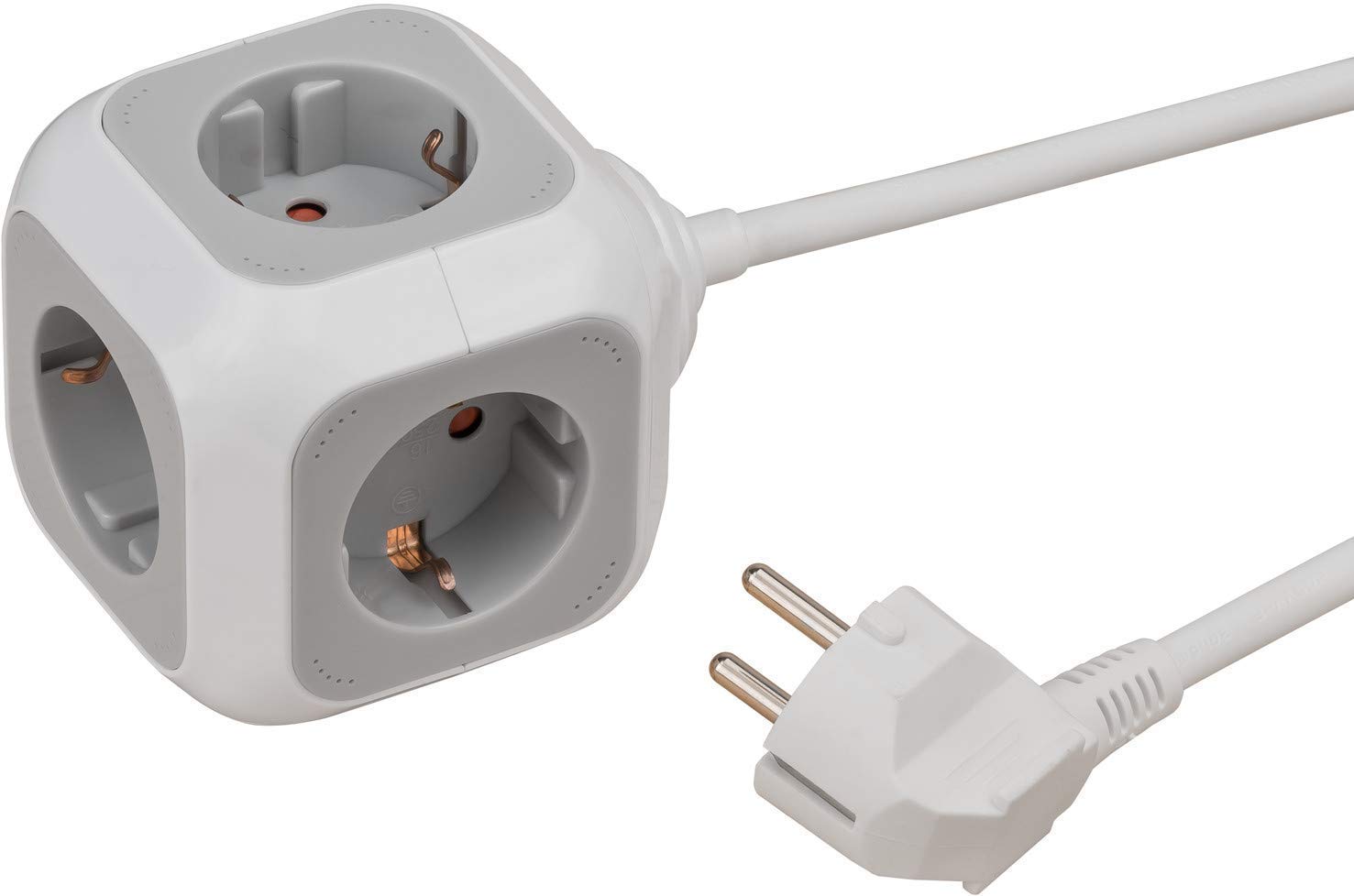 Brennenstuhl Alea-Power Steckdosenblock/Steckdosenwürfel 4-Fach (1,4m Kabel und Kinderschutz) grau (3er Pack | Würfel 4-Fach)