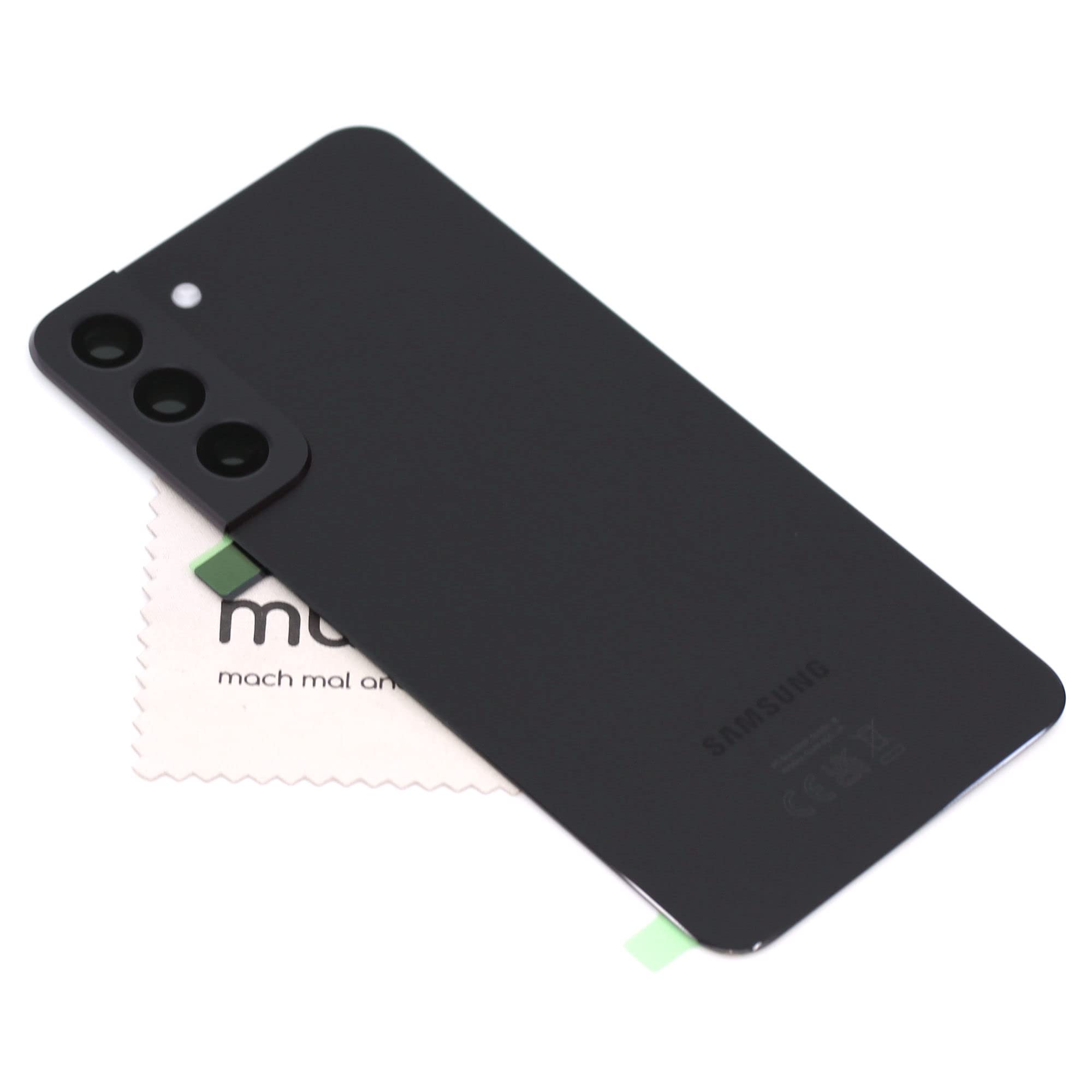 mungoo mach mal anders ... Battery Cover for Samsung Original for Samsung Galaxy S22 Plus (S906B) Black Back Cover with Screen Cleaning Cloth