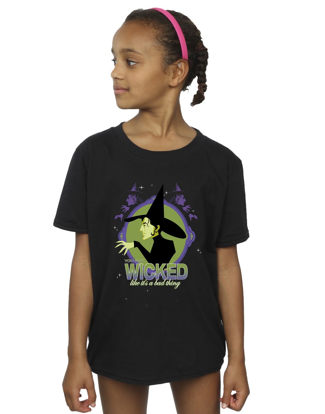 Absolute Cult Girls Black Wizard Of Oz Wicked Witch T-Shirt 9-11 Years