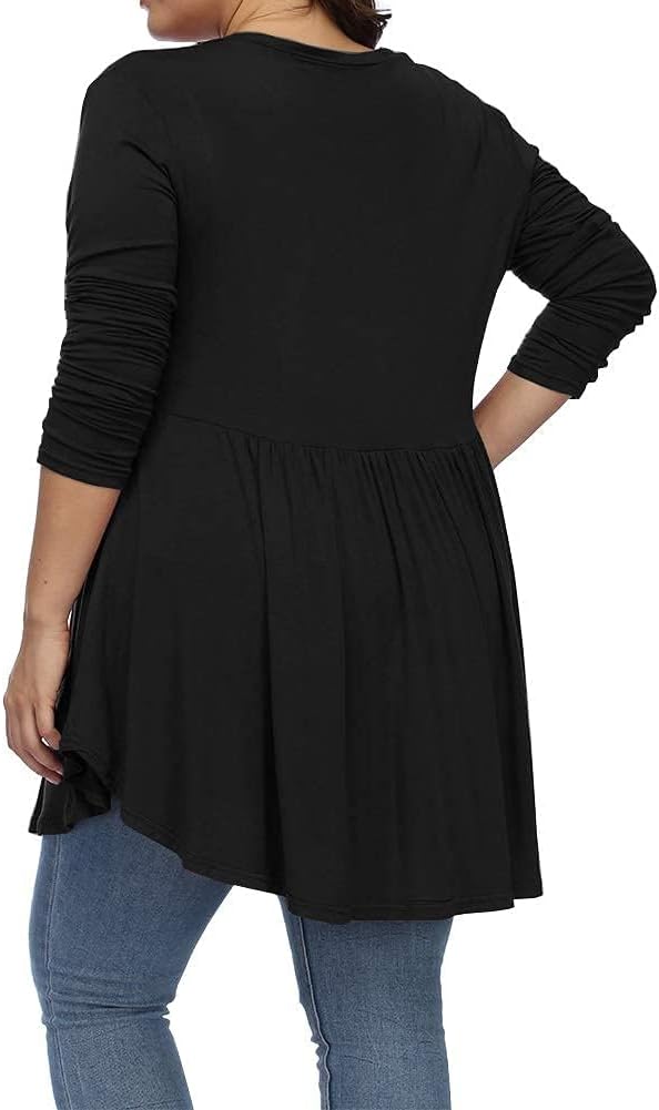 Plus Size Tops for Women Curvy Fall Long Sleeve Dressy Tops Button V Neck Henley Shirts Casual Flowy Tunic Blouses - Image 4