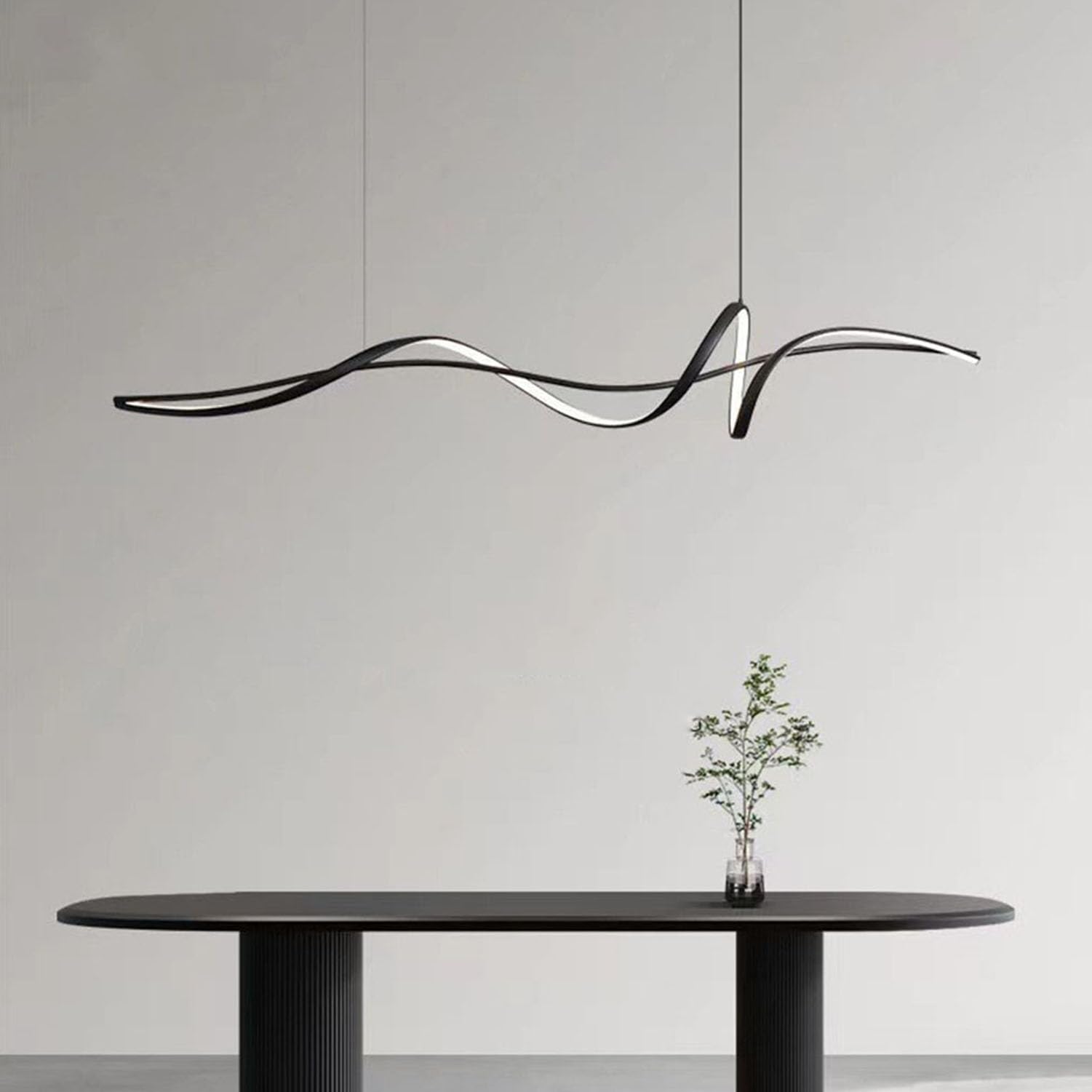 Lámpara Colgante LED Moderna para Comedor - Lámpara de Techo Regulable con Mando a Distancia | Ideal para Cocina, Oficina o Sala de Estar | Diseño Minimalista, Ahorro Energético (Negro, 120cm)