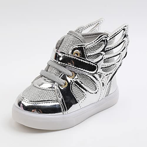 Light Children Baby Girls Sport Luminous Shoes Bling Kids Sneakers Led Baby Shoes Toddlers Shoes (Silver, 18-24Months) #TOP5