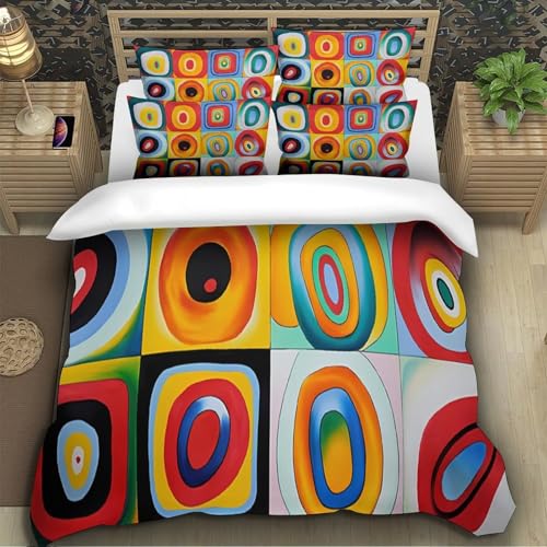 Housse de couette cercles 3D 140x200 microfibre lit simple - 5